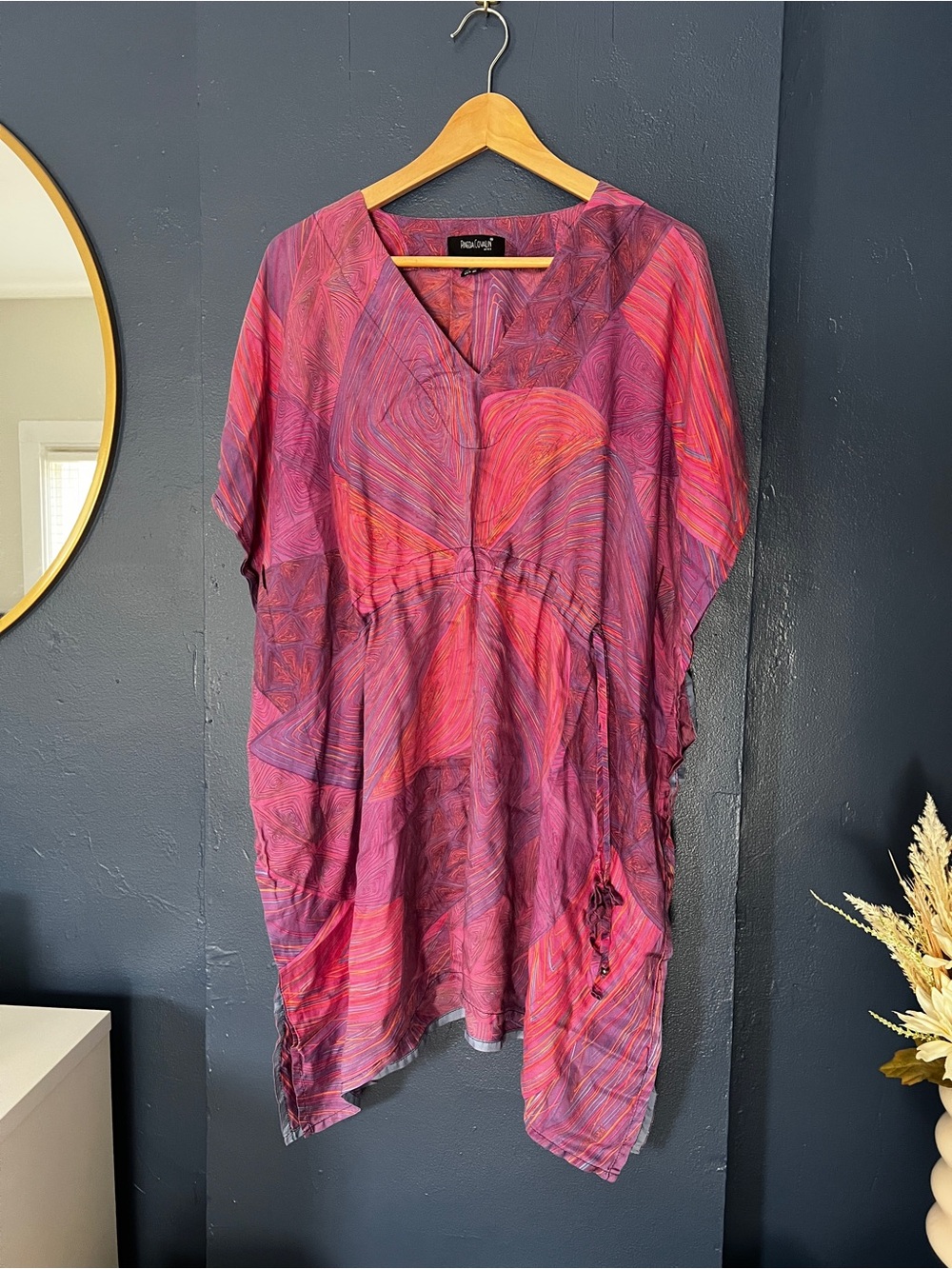 PINEDA COVALIN HUIPIL Silk Purple Pink Print